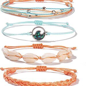 Boho Wave String Bracelets Set Shell Bead Handmade Beach Jewelry Gift